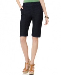 Not Your Daughter's Jeans makes denim shorts chic with this petite, tummy-flattening style that skims the knees.