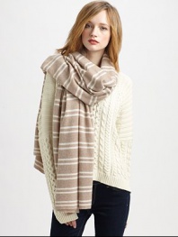 This over-sized, striped scarf is ultra-luxe in cozy cashmere.CashmereAbout 81 X 36Dry clean or hand washImported