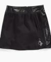 Up her urban city style with the faux-leather accents on this chic girls skirt from Baby Phat.