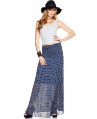 Sheer chiffon is all the rage for spring. Get the look with this Andrew Charles printed maxi skirt!