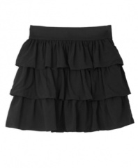 The little black skirt. This classic plus size piece from BCX can turn a tee shirt into a party outfit in an instant.