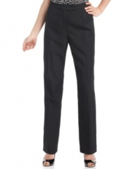 Chic pinstripes elevate classically-cut petite trousers from Kasper for a unique yet totally polished look.
