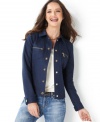 Zippers and gold-tone details at the front of this petite Charter Club jacket make it a sporty but polished casual look. (Clearance)