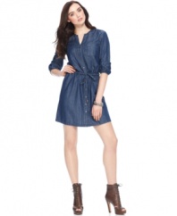 Calvin Klein Jeans puts a softer spin on denim with this drawstring-waist dress. The Tencel® blended fabric has a super-soft feel, too!