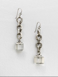 A sleek piece with faceted cube beads on a link chain. EpoxySilvertone brassLength, about 3.1French wire backImported 
