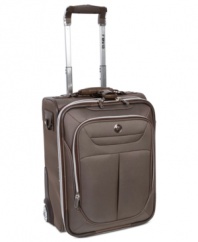 A spin, spin situation! You can't lose with Revo's durable and versatile expandable suitcase. Set on easy-glide wheels, this bag packs in everything you can't live without and keeps it in perfect order, so you arrive cool, calm & composed. A side-bound construction and tri-tone exterior make dependability and style a part of every itinerary.