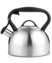 This is your cup of tea-a true classic combines gleaming stainless steel and a traditional design for an elegant and refined tea time. An ergonomic heat-resistant handle and pleasant whistle let you reign when you pour. Lifetime warranty.