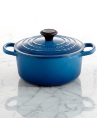 One-pot perfection! The best addition for prepping and serving dinners for one or two, this enameled cast iron oven packs your kitchen with even greater precision and performance than ever before. Perfect for side dishes, like mac & cheese or rice, this Signature piece masters slow cooking, evenly distributing and retaining heat and moving effortlessly from oven to table. Lifetime warranty.