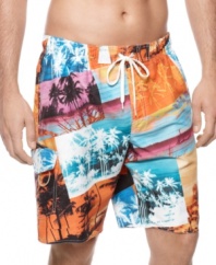 With a bright tropical pattern these swim trunks from Newport Blue get you ready to hit the sand.