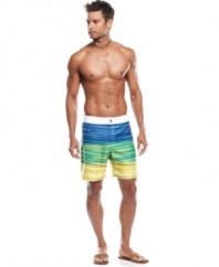 The perfect blend. Comfort and color will carry you through the day in these bright board shorts from Nike.