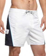 Block out some time for fun and sun. These board shorts from Calvin Klein will keep you comfortable from sunup til sundown.
