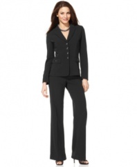 A subtle stripe and gleaming hardware details make this Tahari by ASL pant suit a polished pick for Monday through Friday.