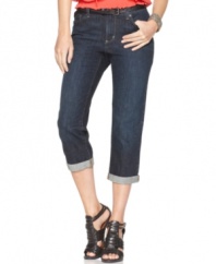 Welcome spring in this petite style from DKNY Jeans, featuring a cuffed, cropped leg and a super-versatile wash!