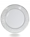 Clean and cool with an understated elegance, Parchment fine china dinner plates from Mikasa's dinnerware and dishes collection feature a soft gray border embellished by an intricate scroll design. Accented by inner and outer borders of platinum. Dishwasher safe.