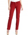 Colored jeans have quickly become a style staple! Add these petite jeans by Earl Jean to your wardrobe-the solid red wash is the perfect way to amp up a neutral top.