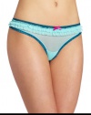 Calvin Klein Women's Ruffle My Feathers Thong, Water's Edge, Small