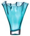 Stunning on its own, the Organics teal vase from Lenox makes an impact sans bouquet. Heavy crystal with a playful ruffled edge and vivid hue tops tables and shelves with artful elegance. Qualifies for Rebate