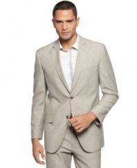 Leave the boardroom and hit the beach in this airy linen sportcoat from Alfani.