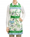Only the best for your nest! Set a style standard for your space with this feminine apron. A whimsical bird print with a contrasting cross-hatch design and ruffled edge adds a vintage touch to your kitchen.