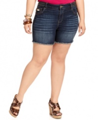 Team your all your new tanks and tees with Baby Phat's plus size denim shorts-- they're must-haves for summer fun!