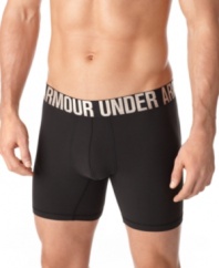 Feel elite from head to toe when you are sporting these stretch fabric boxer briefs from Under Armour®.