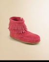 Two tiers of fringe lend a bohemian feel to this not-so-traditional pair of adorable suede high-tops.Side zip closureSuede upperRubber solePadded insoleImported