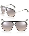 Standout style begins with these sporty striped aviator sunglasses from Dior. A classic silhouette with a retro feel.