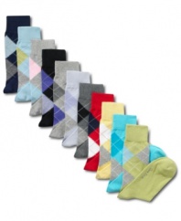 Change your footwear fundamentals with these colorful argyle socks from Club Room.