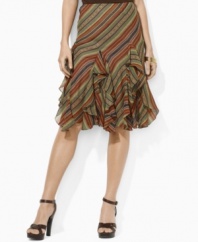 Lauren by Ralph Lauren's breezy silk georgette construction is enlivened with a bold allover striped pattern.
