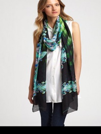 A brilliant, crystalized print adorns a plush silk scarf for can't-miss style.SilkAbout 28 X 110Dry cleanMade in Italy