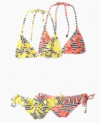 No one will have to read between the lines to know her warm-weather style in this exotic bikini from Roxy.
