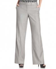 A turnlock closure and wide-leg silhouette give Calvin Klein's petite pants polished modern appeal. Easily pairs with other pieces from the full collection of suit separates.