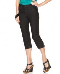 Accentuate your figure with these slimming petite capris from Not Your Daughter's Jeans. The dark wash is ultra flattering and versatile, too!
