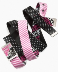 Playful polka dots and sweet pink stripe embolden these reversible belts from Roxy. (Clearance)