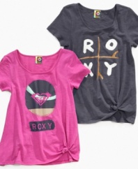 The simple style of these graphic tees from Roxy are enough to turn her casual look fabulous.