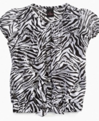 Get the message. She can shout out her unique style to the world with the exotic zebra print shirt from Baby Phat.