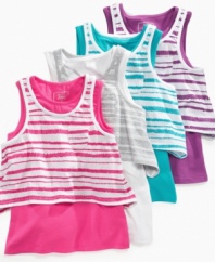 Two cute. She can pair the colorful solid tank of this twofer from So Jenni with its matching striped cropped tank for a look that's cute and bold. (Clearance)