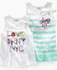Let her show her love for the fashion capital of the world in this cute breezy tank from DKNY.