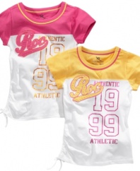 Cheer loud! She'll look like she's sporting school spirit in this athletic-inspired tee from Rocawear. (Clearance)
