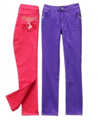 Get the skinny on style. She'll look cute in the skinny silhouette of these jeans from Baby Phat, which come in colorful washes.