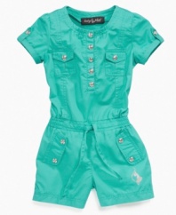 Stunner. She'll look cool and cute with the shiny eye-catching snaps on this romper from Baby Phat.