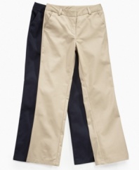 Classic cute. These twill pants from Nautica give your little bookworm serious style.