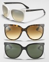 Ray-Ban's take on the cat eye silhouette is über hip and a must-have. Thick subtle frames in various colors add a stylish element to any ensemble.