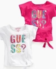 There's no question she'll add some cute cool to her style rotation with this oversize tie-front tee from Guess.