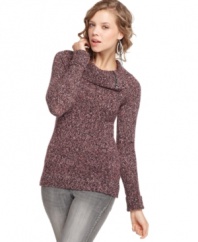 A marled knit is a must-have for every closet: JJ Basics updates it with a super-cute zippered neckline and snug fit!