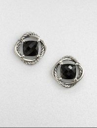 A stunning, faceted center stone surrounded by an iconic, sterling silver cable ring. Black onyxSterling silverSize, about .27Post backImported 