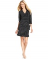Alfani outfits this faux wrap petite dress with playful feminine touches like polka dots and ruffles. A sophisticated-but-fun look for the office and beyond!