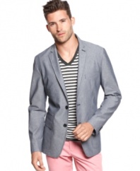Add some edge to sharpen your suit style. This chambray blazer from American Rag is a modern take on a classic.