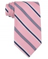 A fine stripe adds modern prepster detail to this smooth silk tie from Nautica.