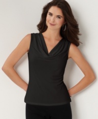A cowl neckline adds elegance to this petite top by Charter Club. A low price and high style makes this one a must!